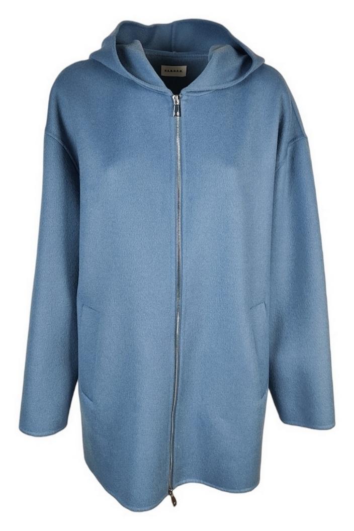 Giaccone donna azzurro in lana double 