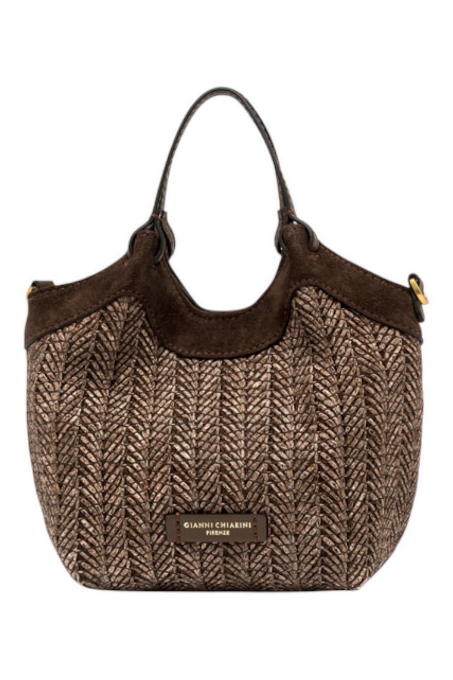 borsa donna dua piccola in rafia marrone 