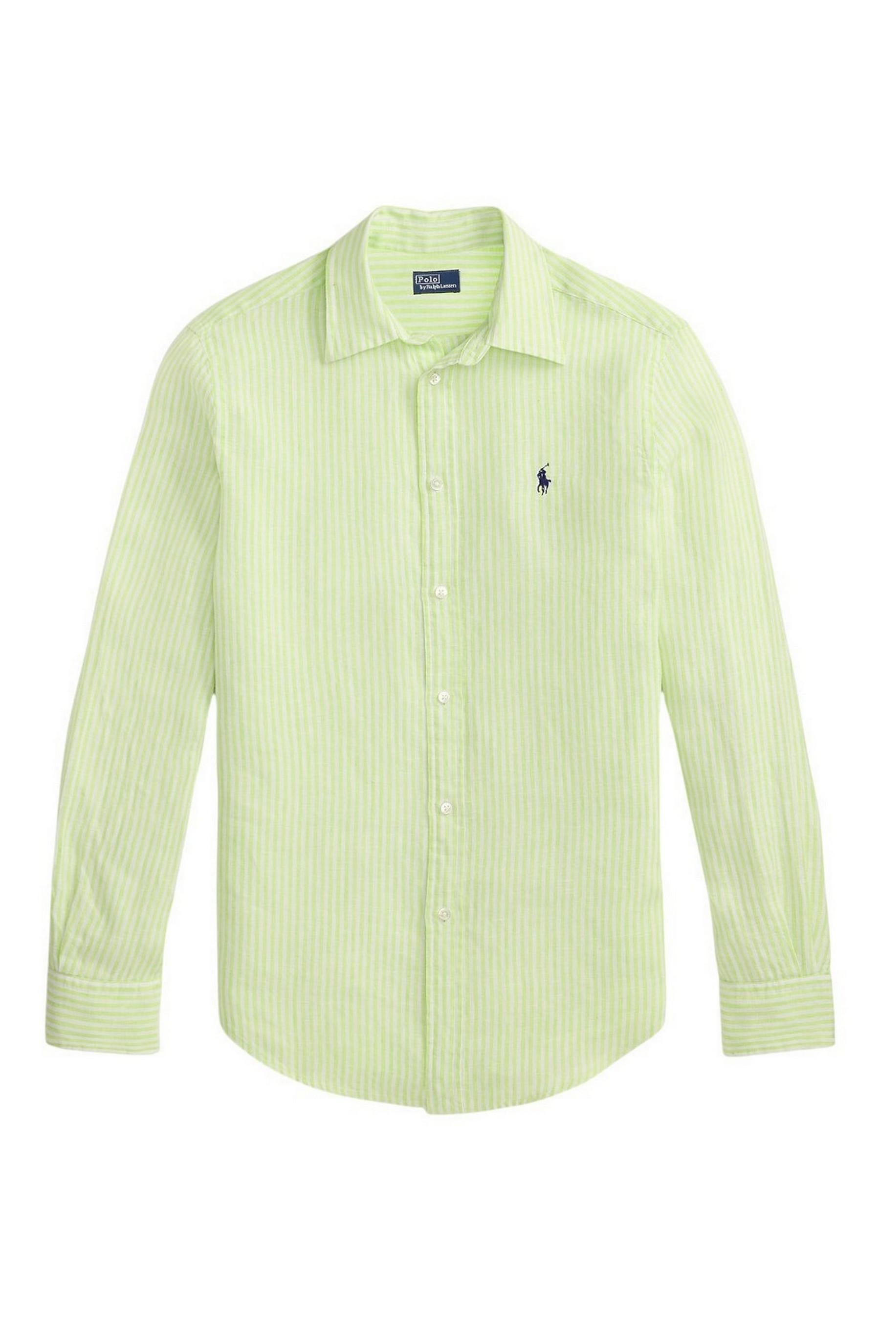 camicia donna in lino over a righe lime e bianco 