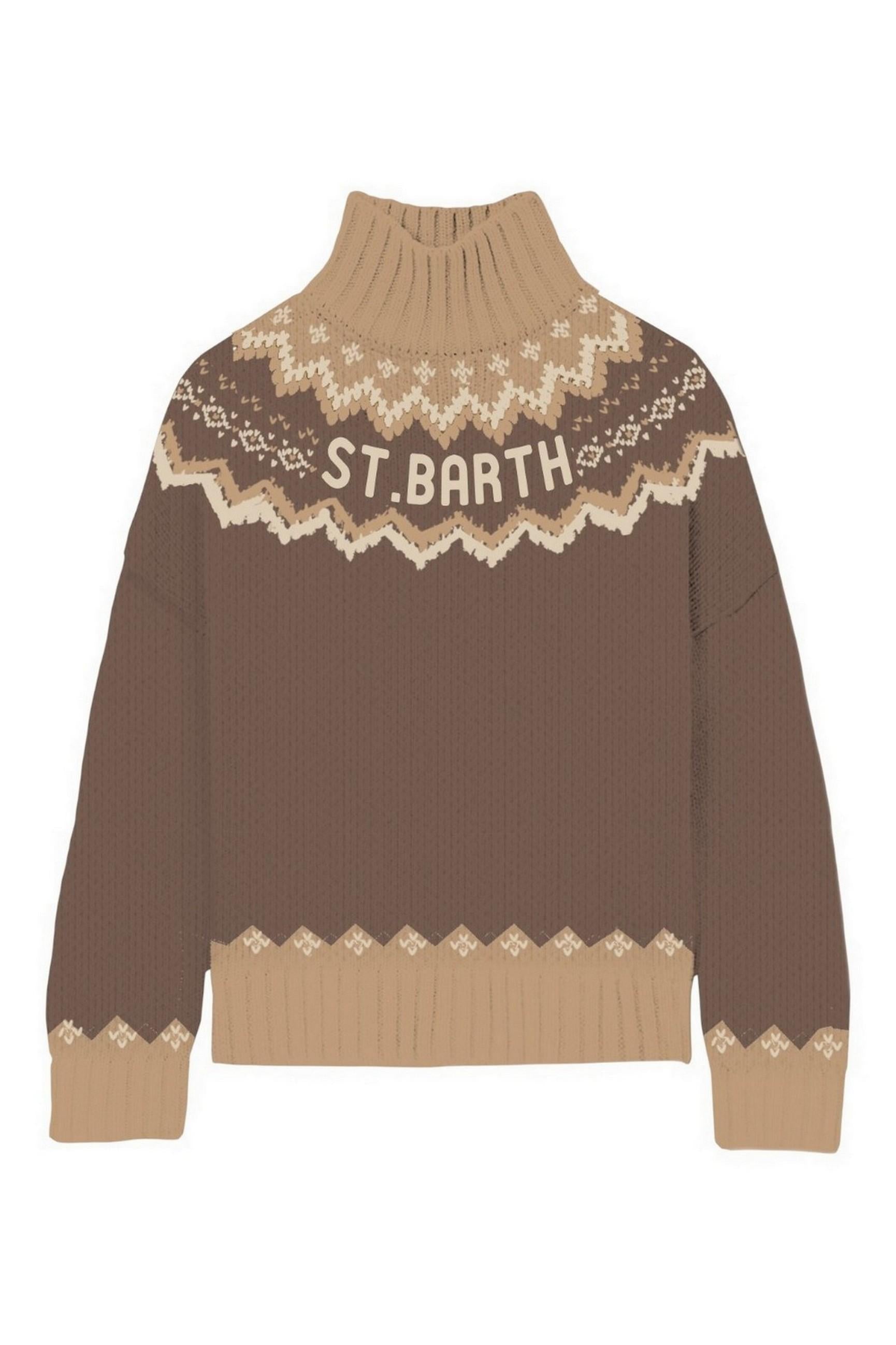 maglia donna Meghan con disegni beige e marrone 
