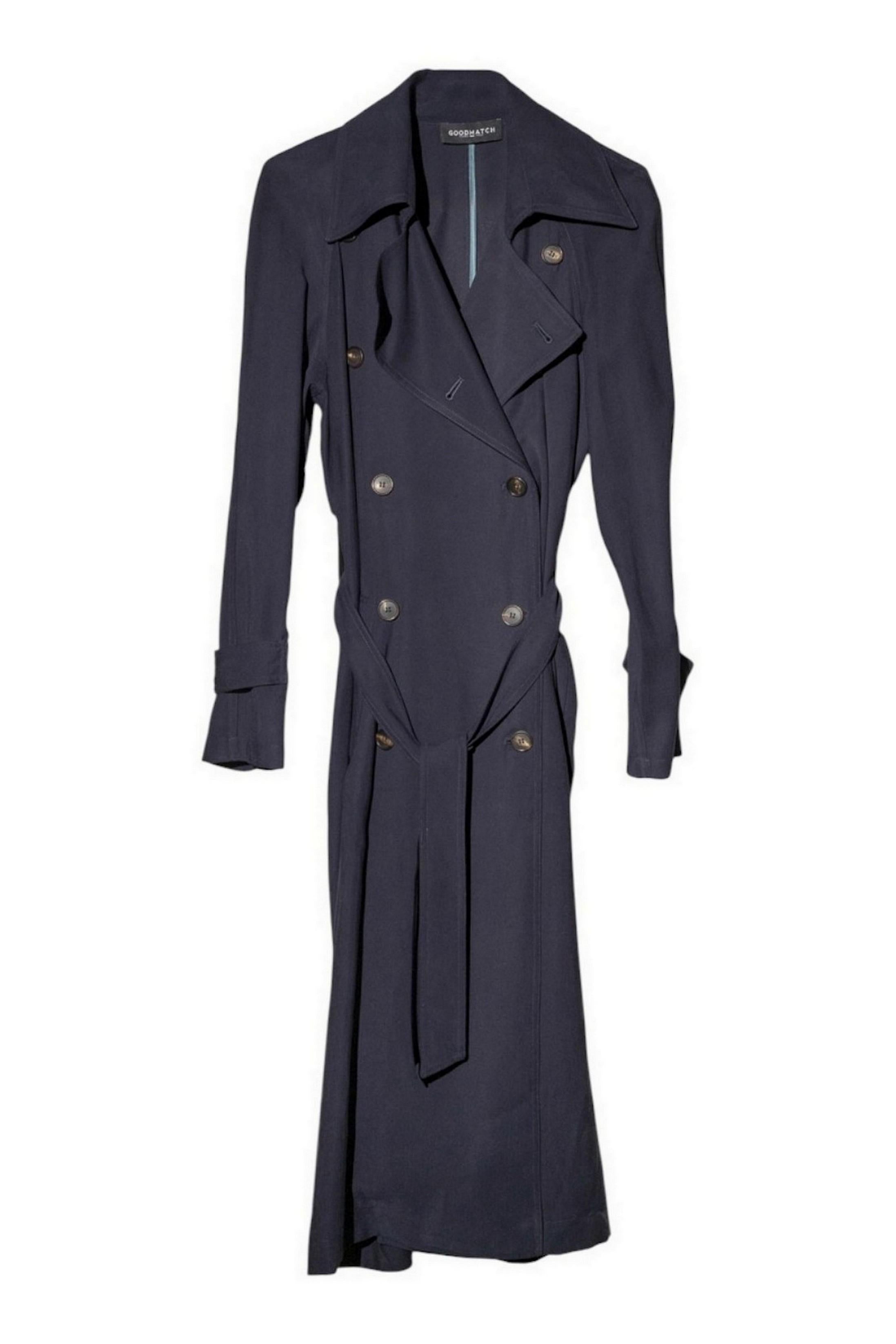 trench donna in twill di viscosa blu 