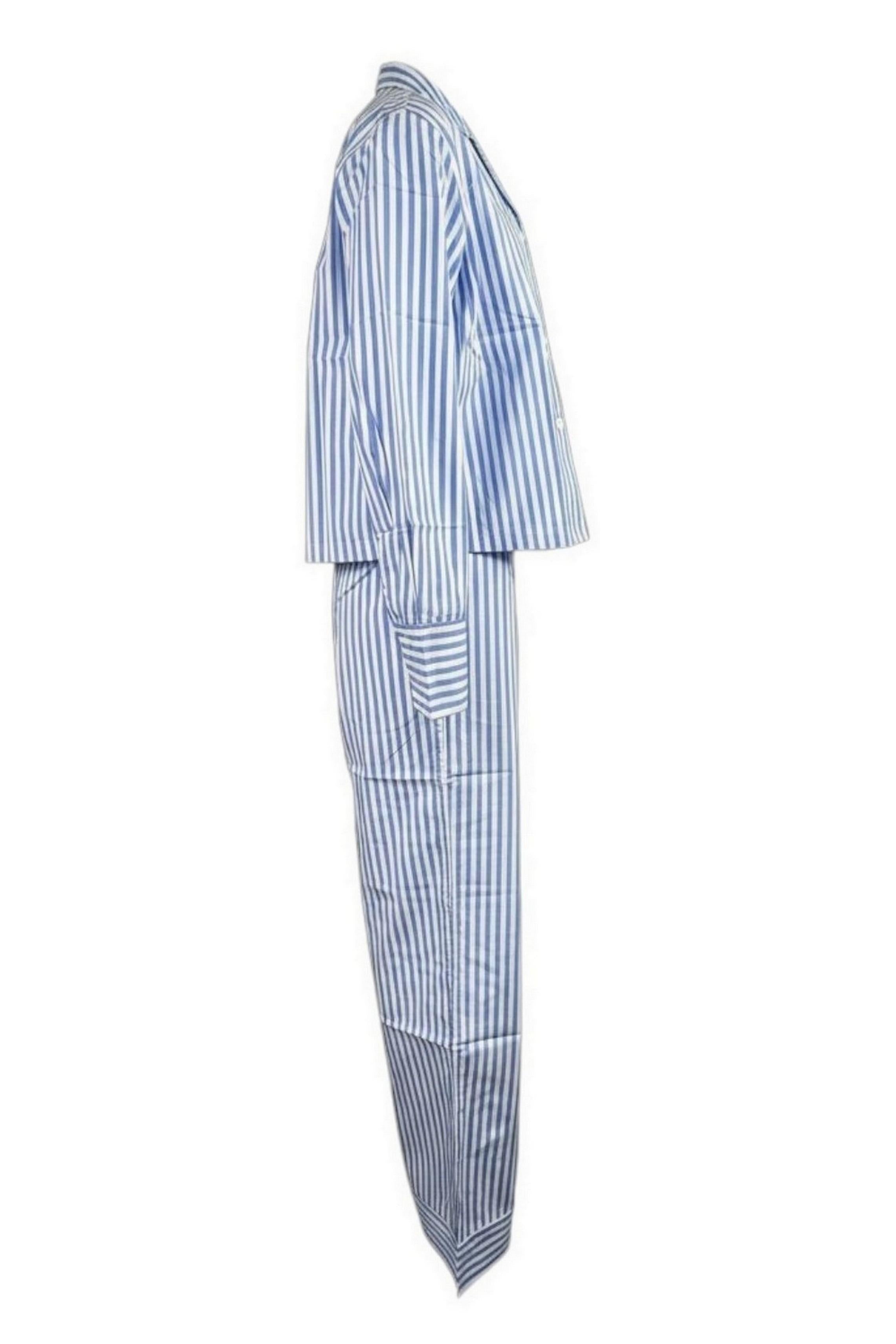 pigiama donna a righe bianco  e azzurro 