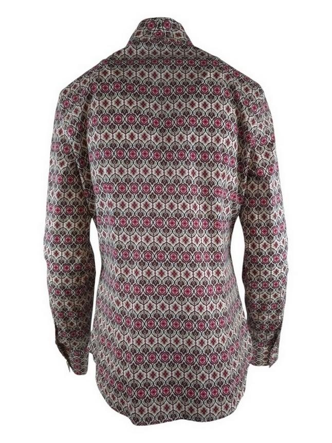 camicia donna fantasia rosa e bordeau 