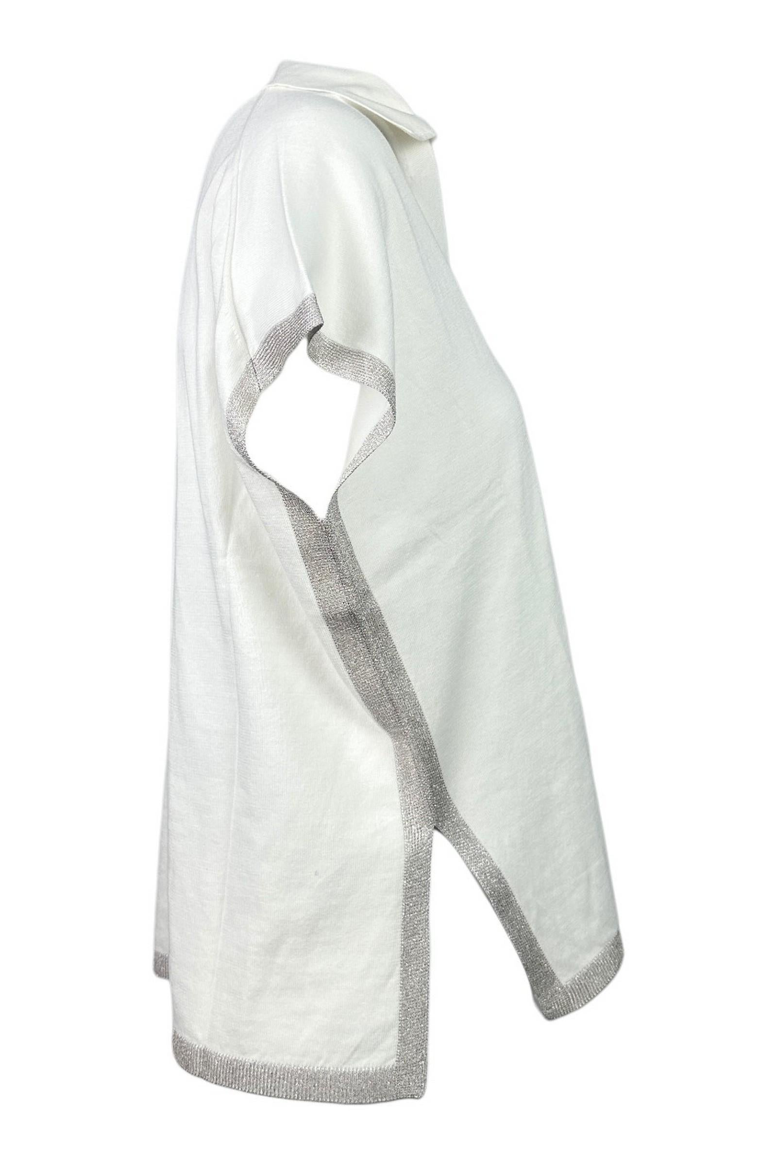 polo donna over dettagli lurex avorio 