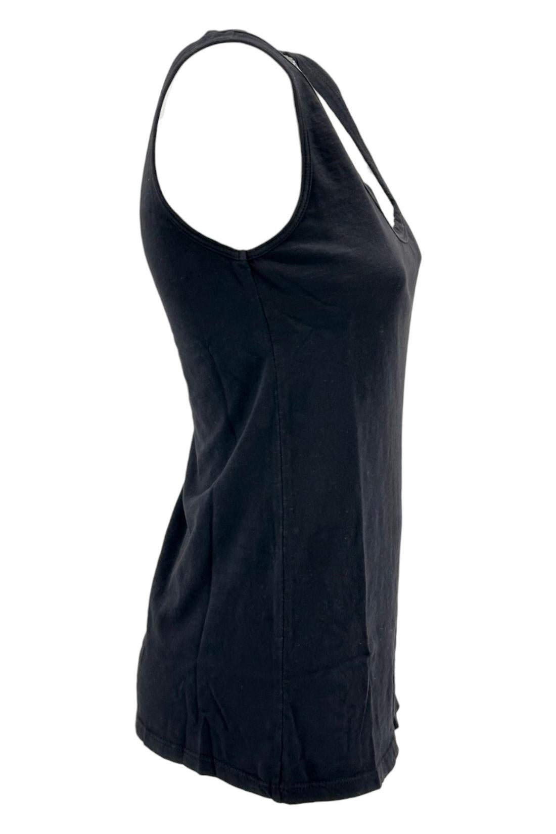 canottiera donna in cotone fiammato nero 