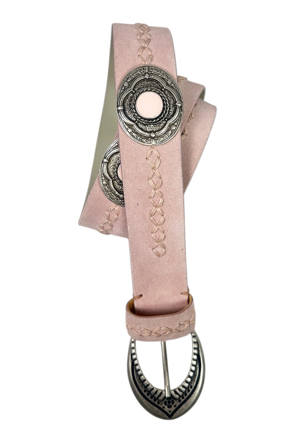 cintura donna rosa con borchie rosa 