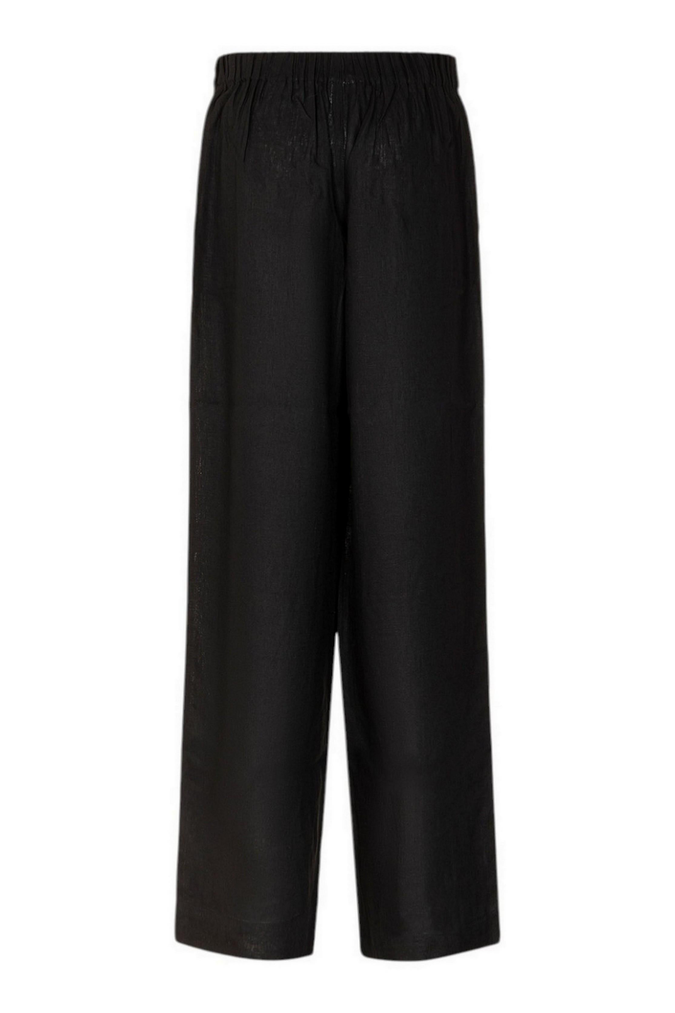 pantalone donna largo in lino nero 