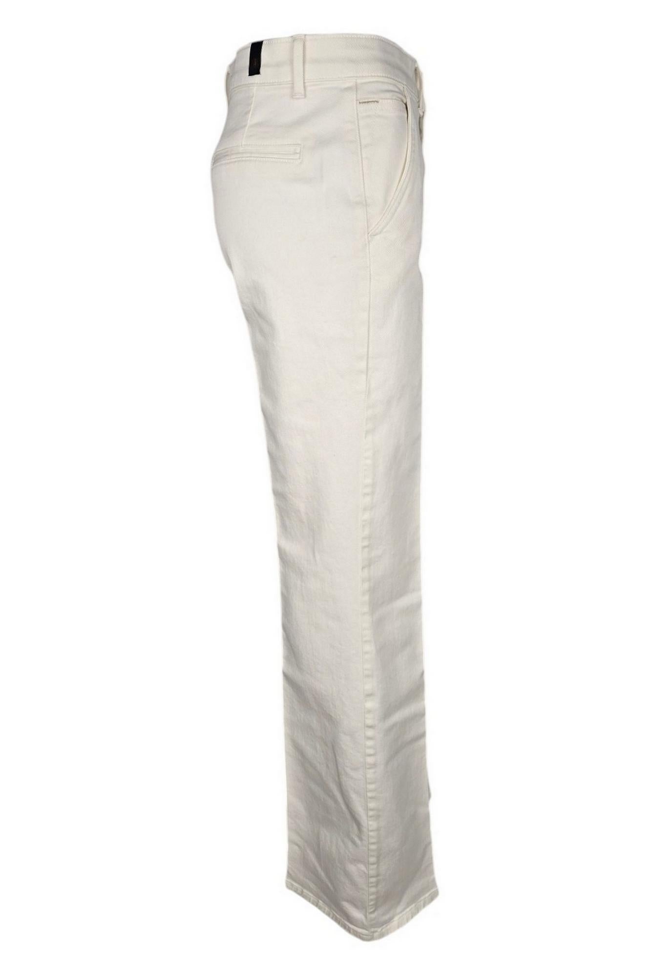 pantalone donna a zampa in drill di cotone latte 