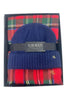 pack mujer gorro de punto azul y bufanda escocesa Ralph Lauren