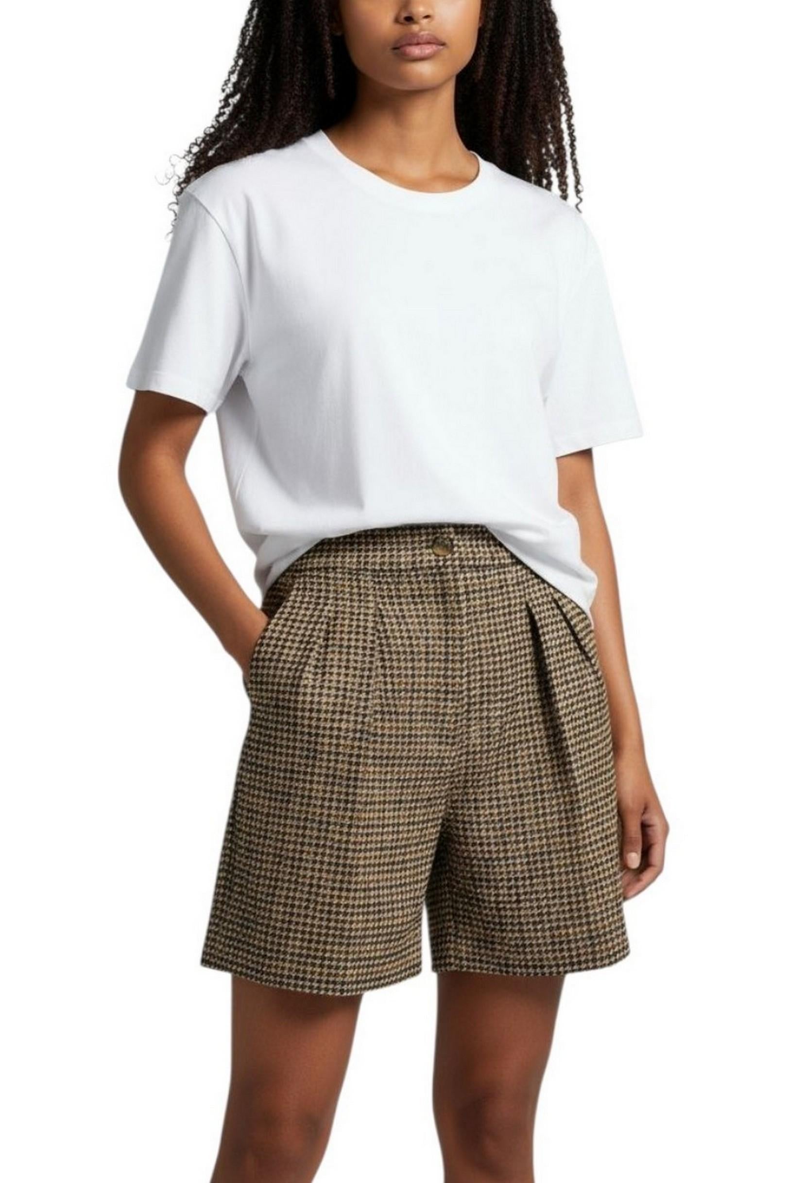 short donna check marrone 
