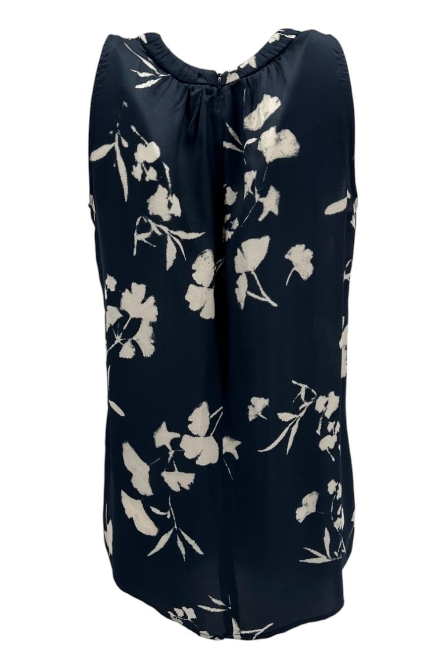 top donna all'americana fantasia fiori blu e avorio 