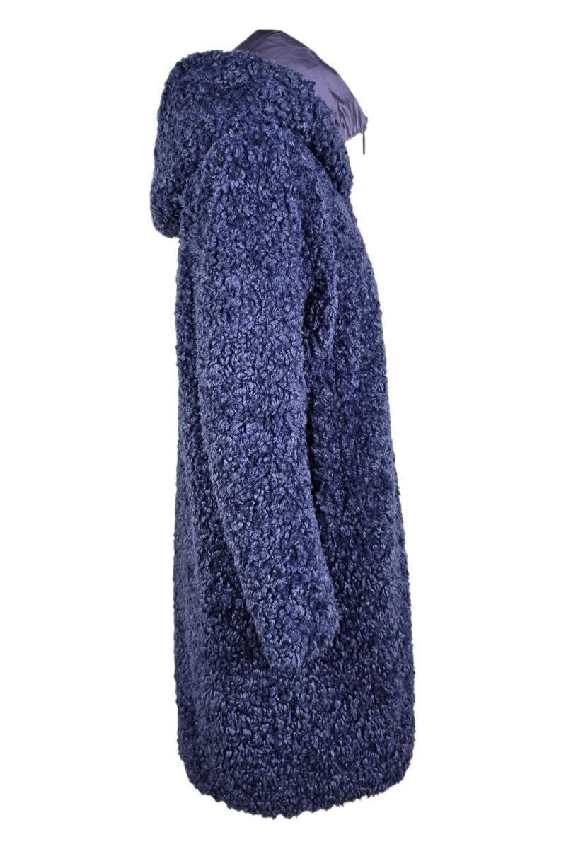 ecopelliccia donna lunga blu 