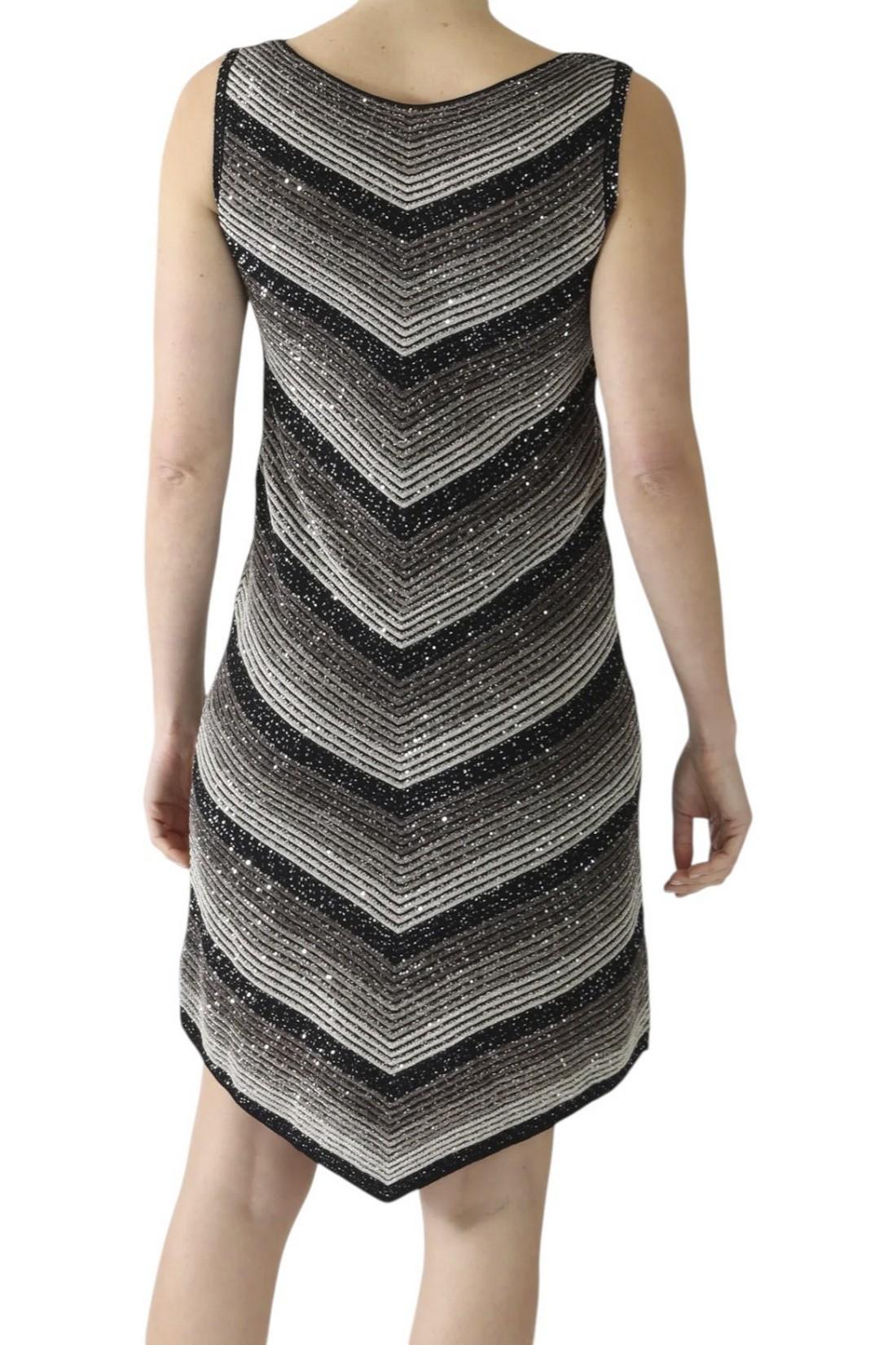 abito donna corto con paillettes nero e beige 