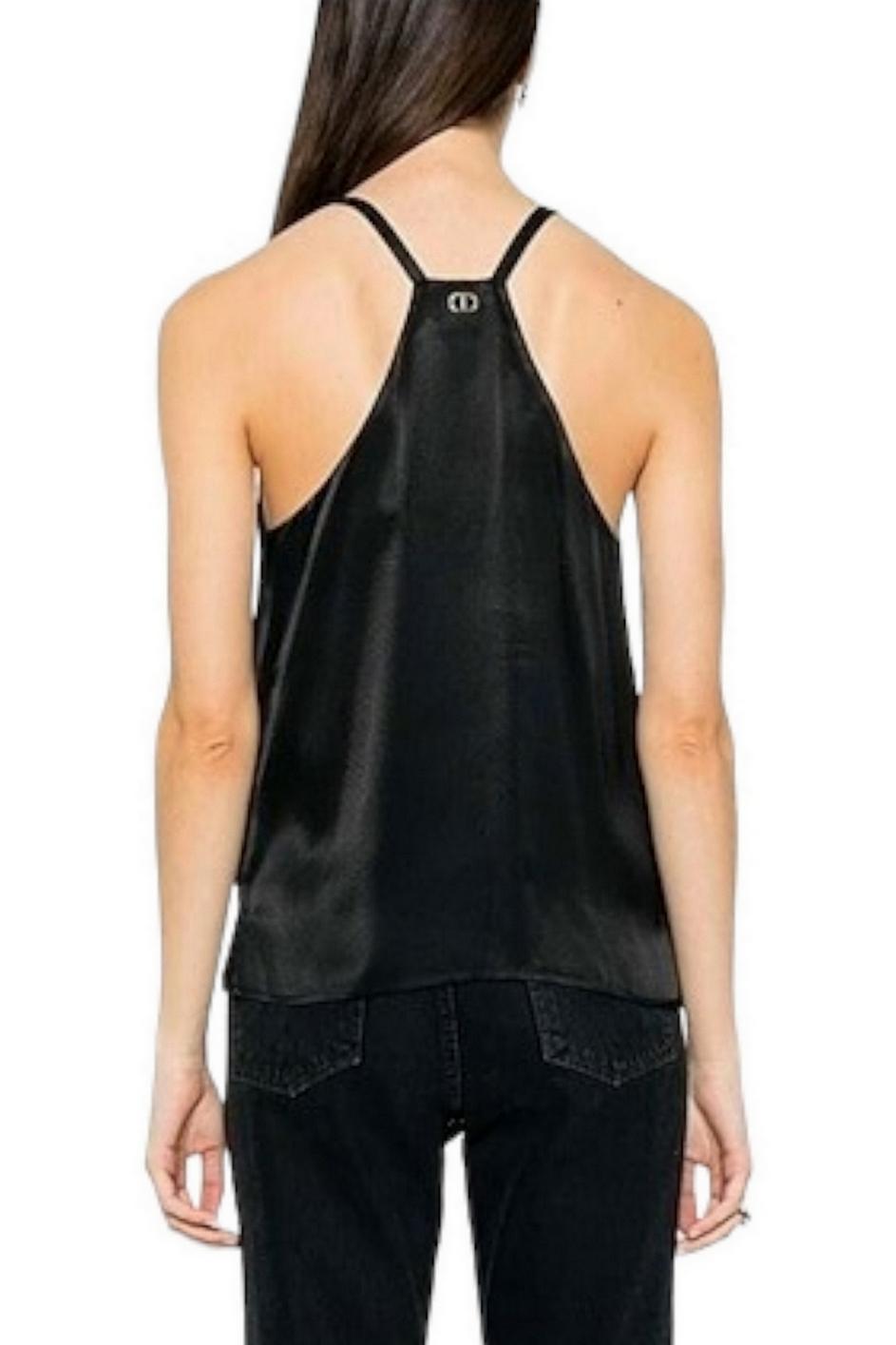 top donna senza maniche in raso nero 