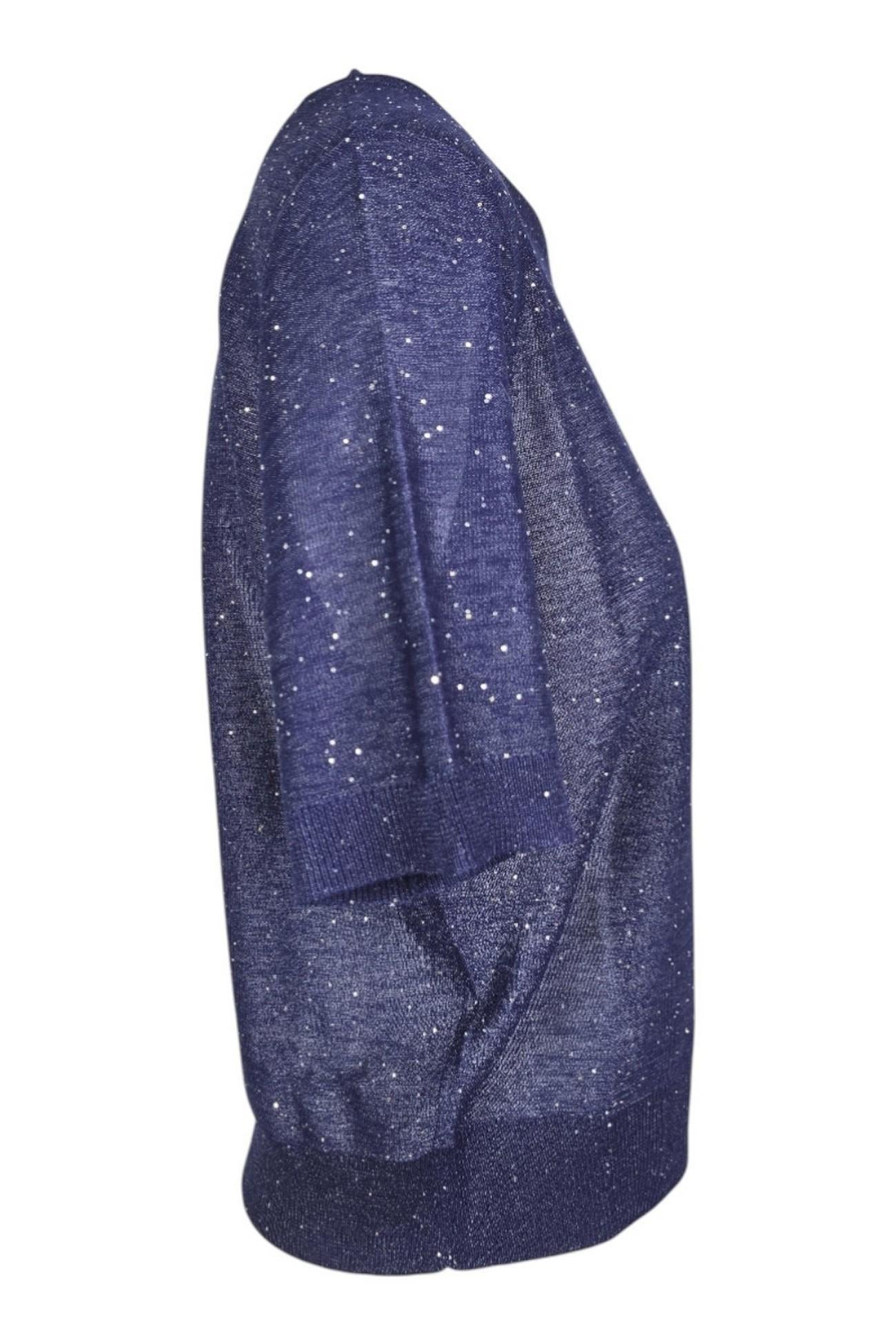 maglia donna  maniche corte con punti luce blu 
