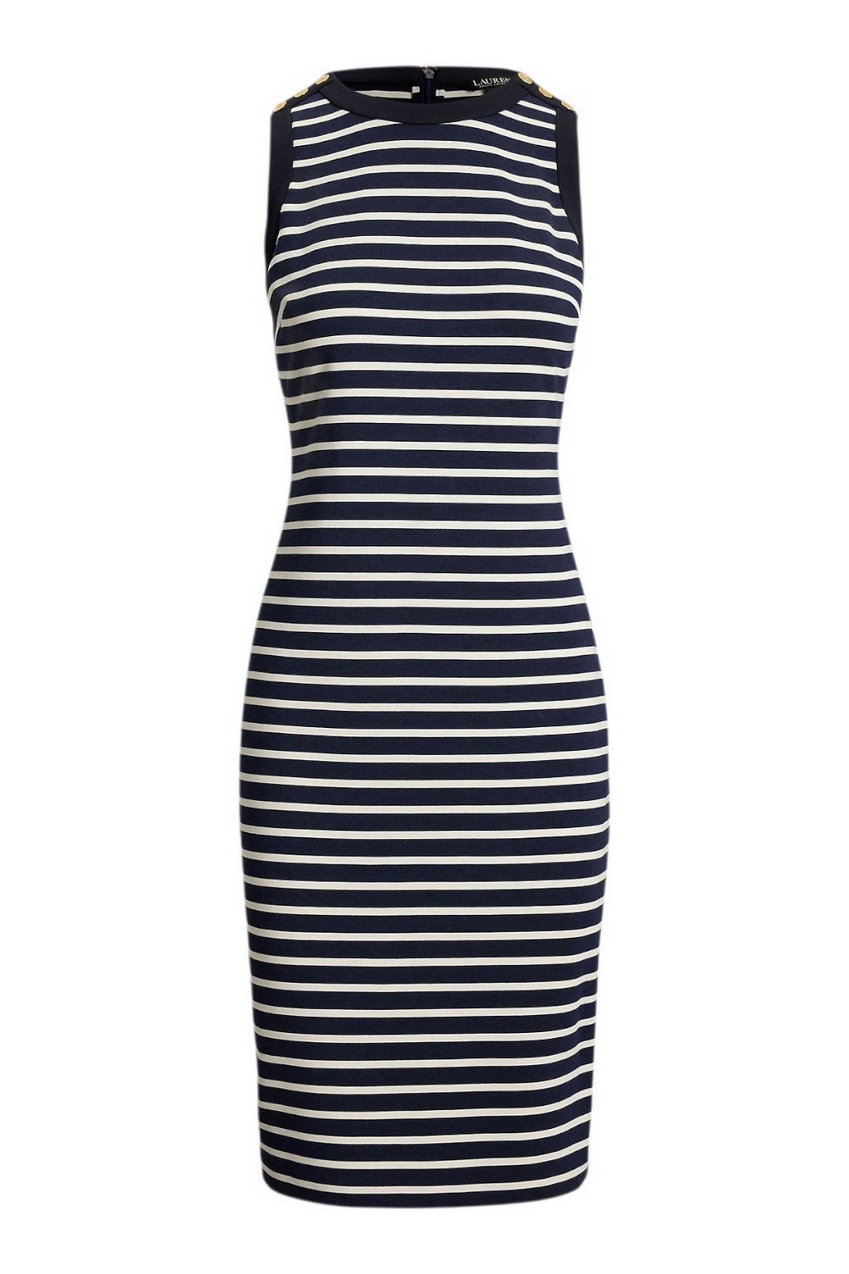 abito donna a righe in cotone blu e bianco 