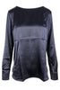 camisa para mujer de raso con cuello redondo azul Camicetta Snob