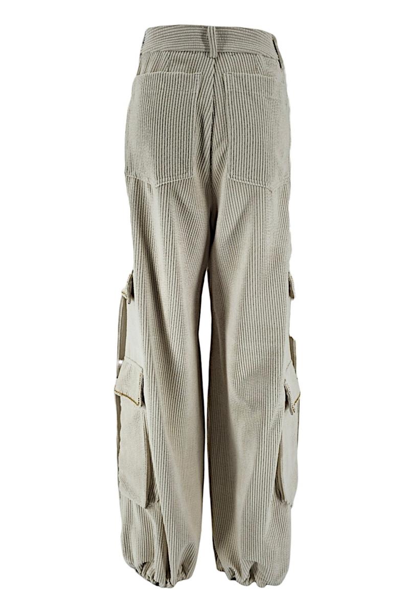 pantalone donna cargo panna 