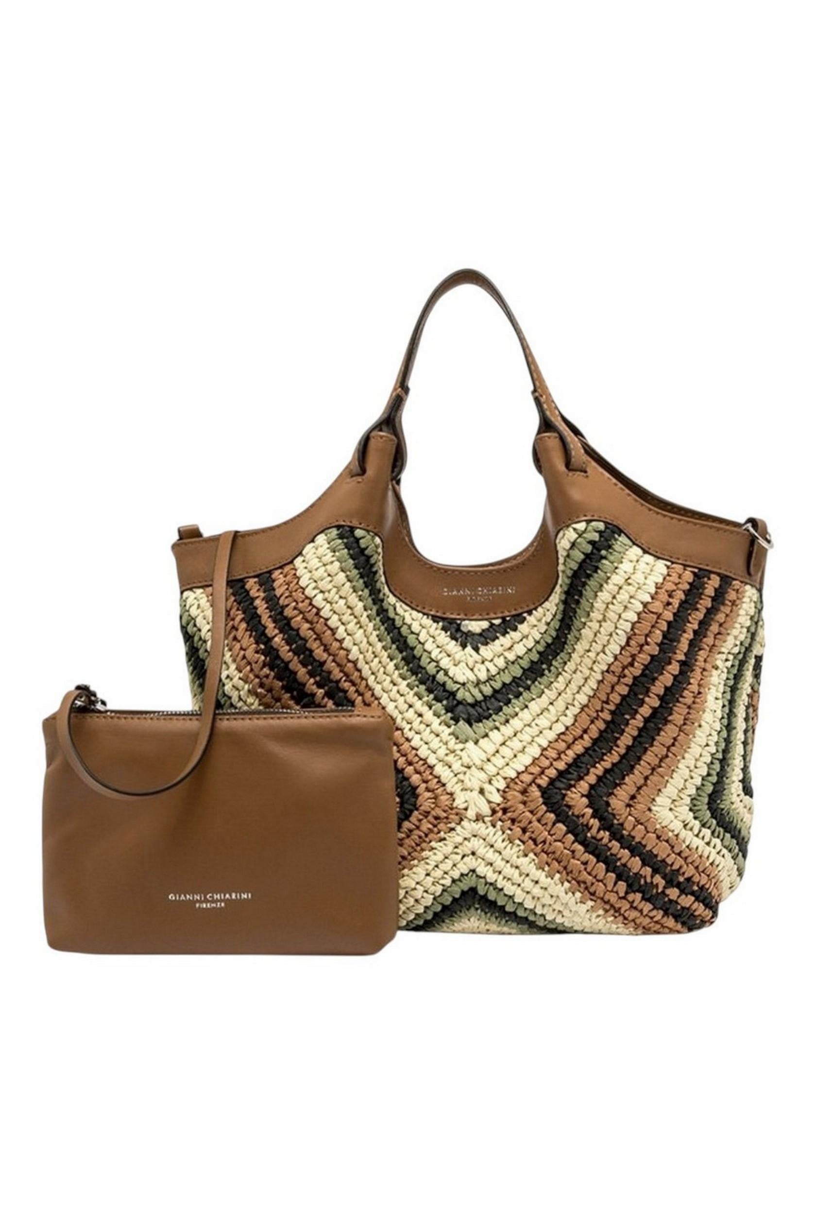 borsa donna dua media in paglia intrecciata multicolor 