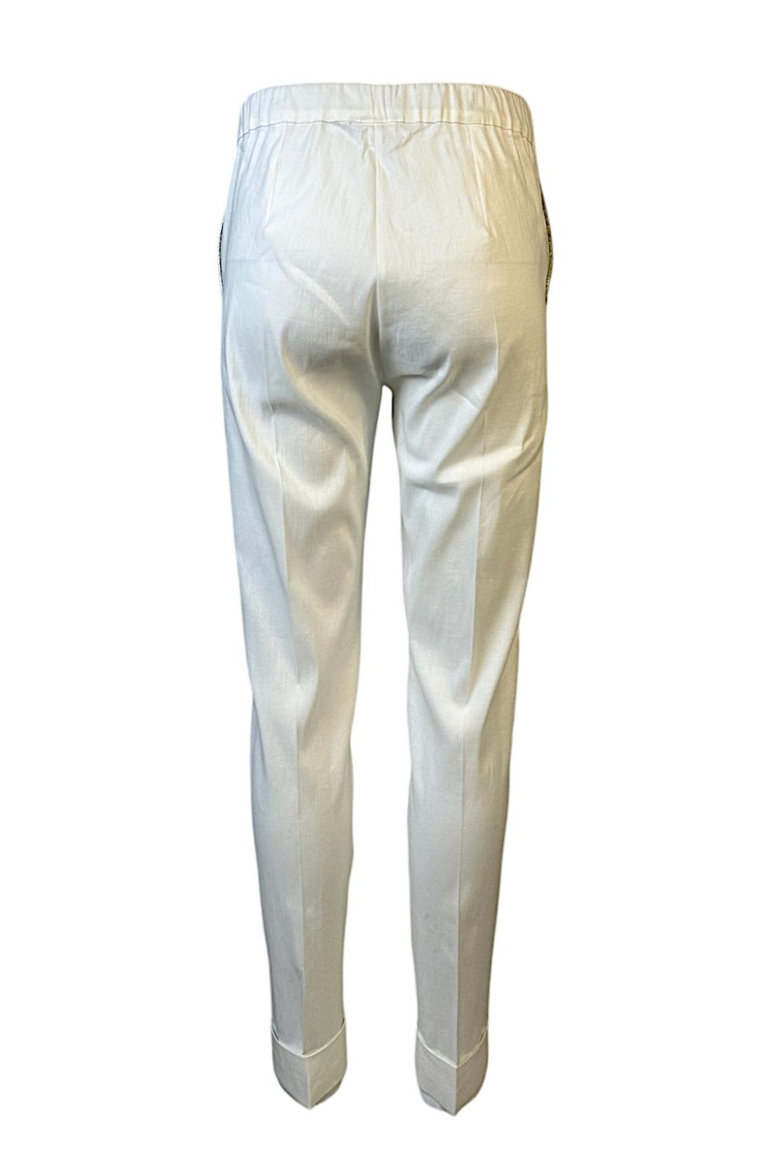 Pantalone bianco donna lino stretch 