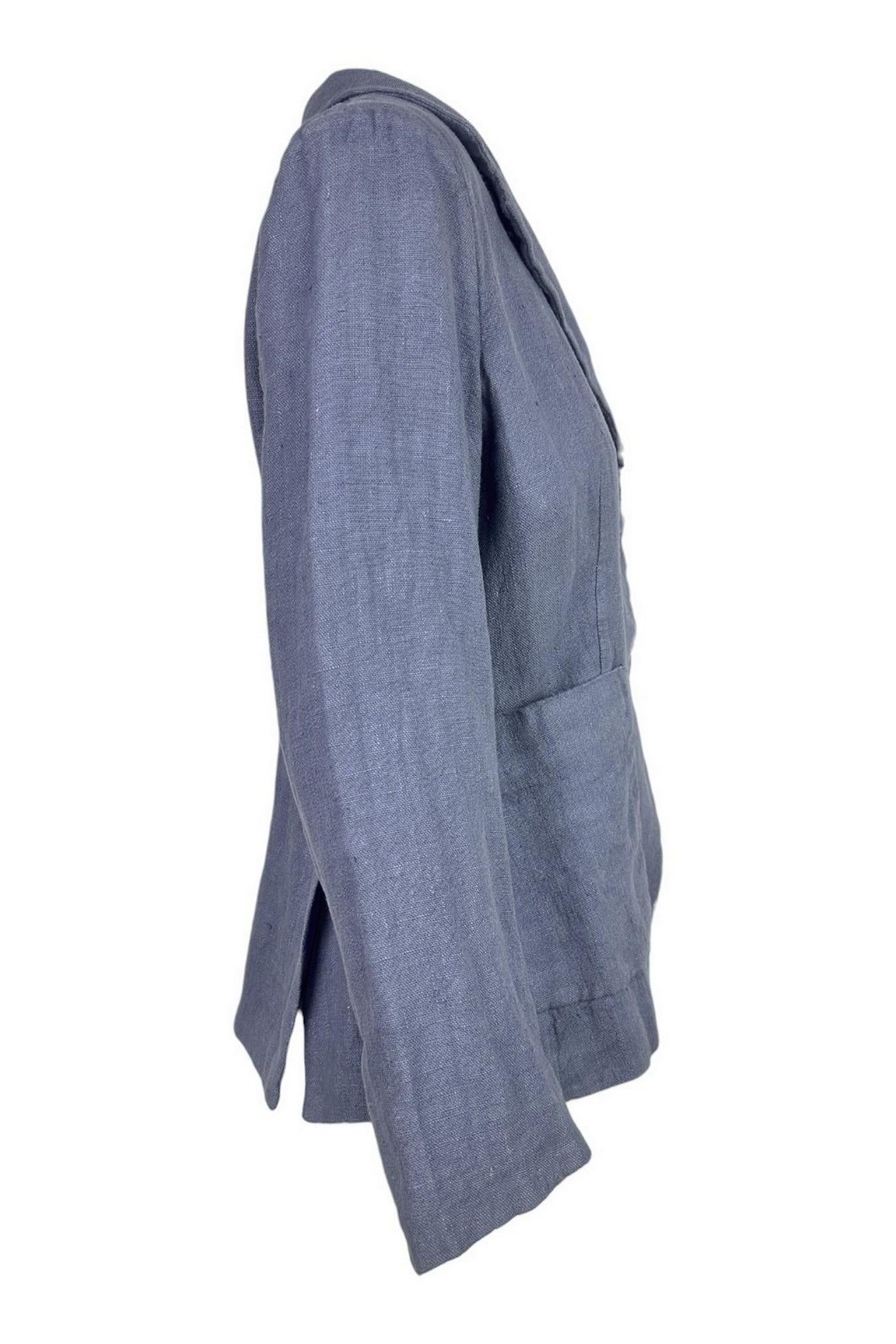 giacca donna corta in lino azzurro 