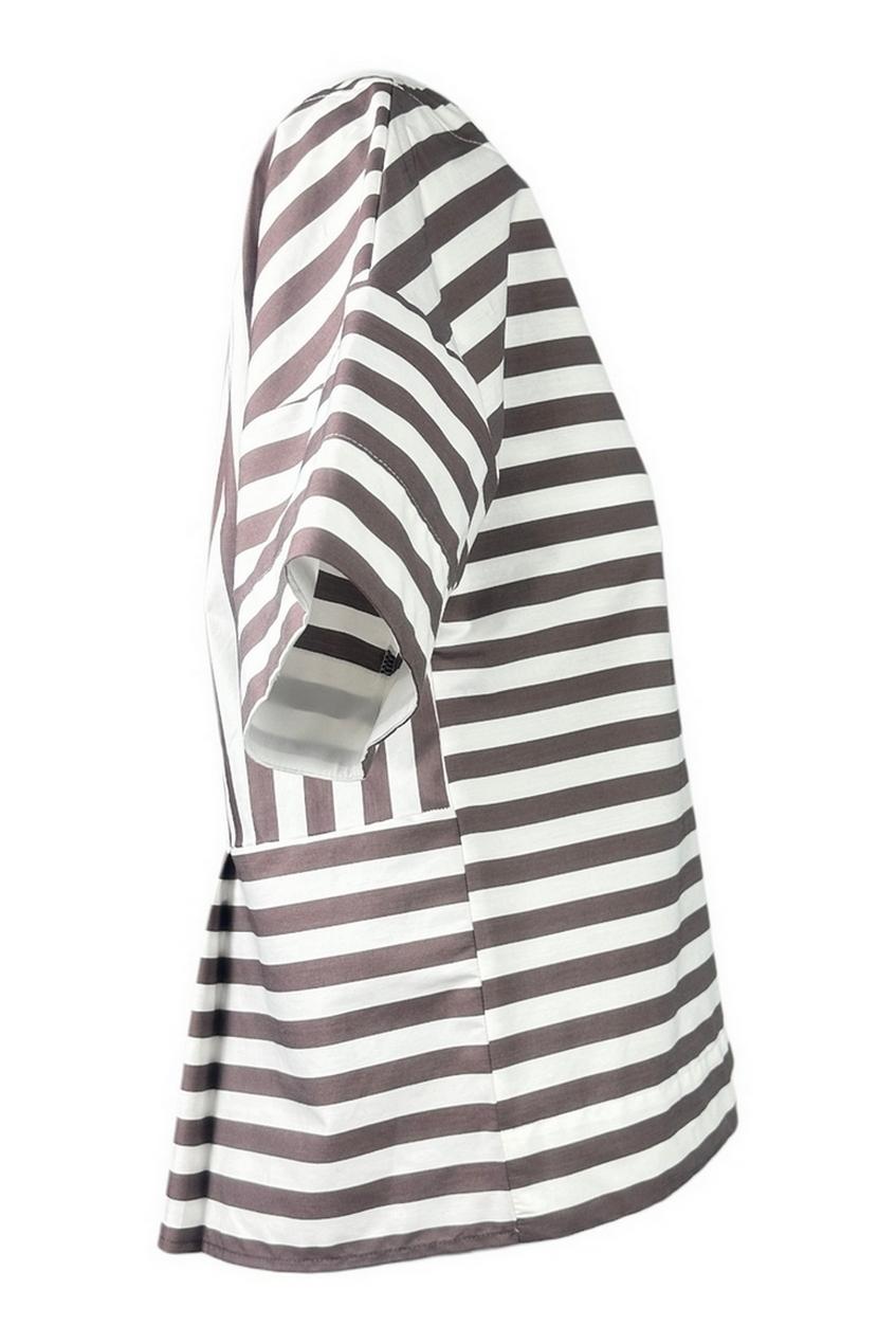 camicia donna a righe a scatola bianco e marrone 
