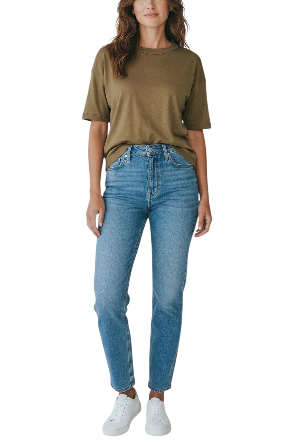 t-shirt donna manica corta castagna 
