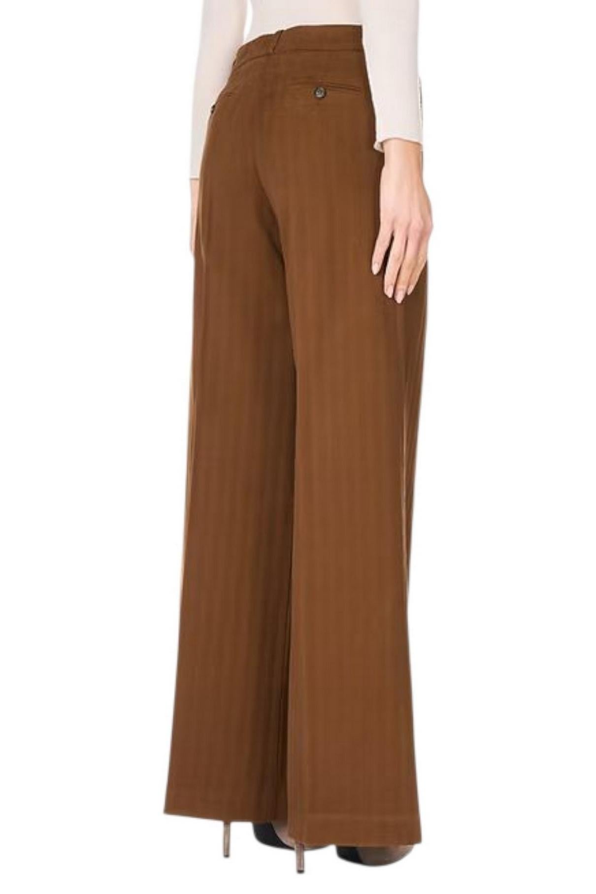 Pantalone donna con pinces in cotone resca marrone 