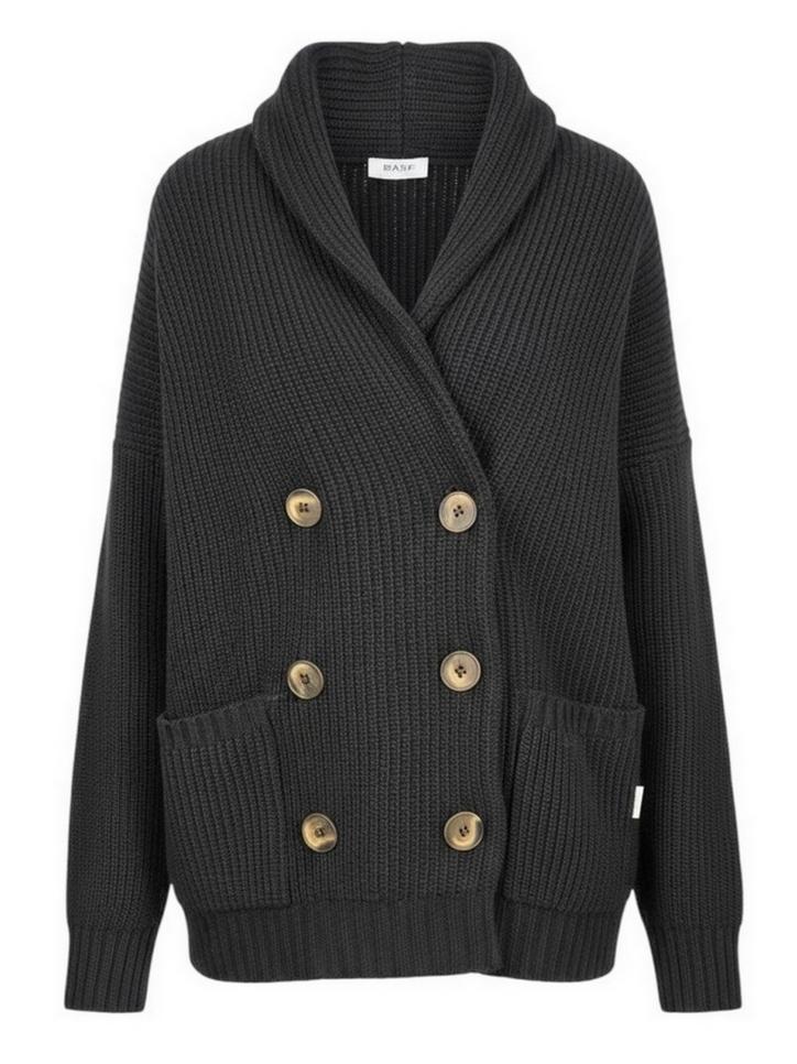 cardigan donne a coste nero 