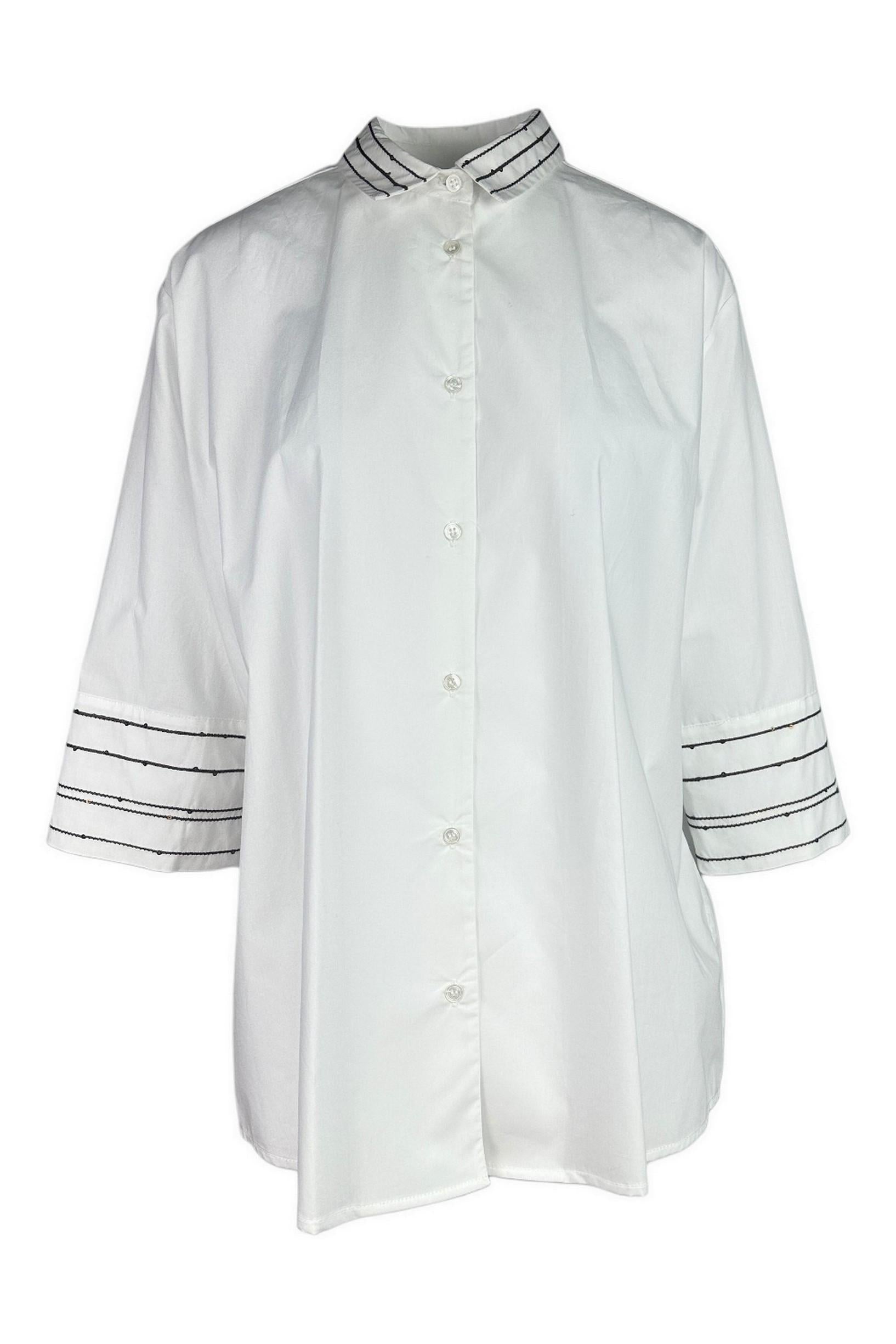 camicia donna con pailletttes bianco e marrone 