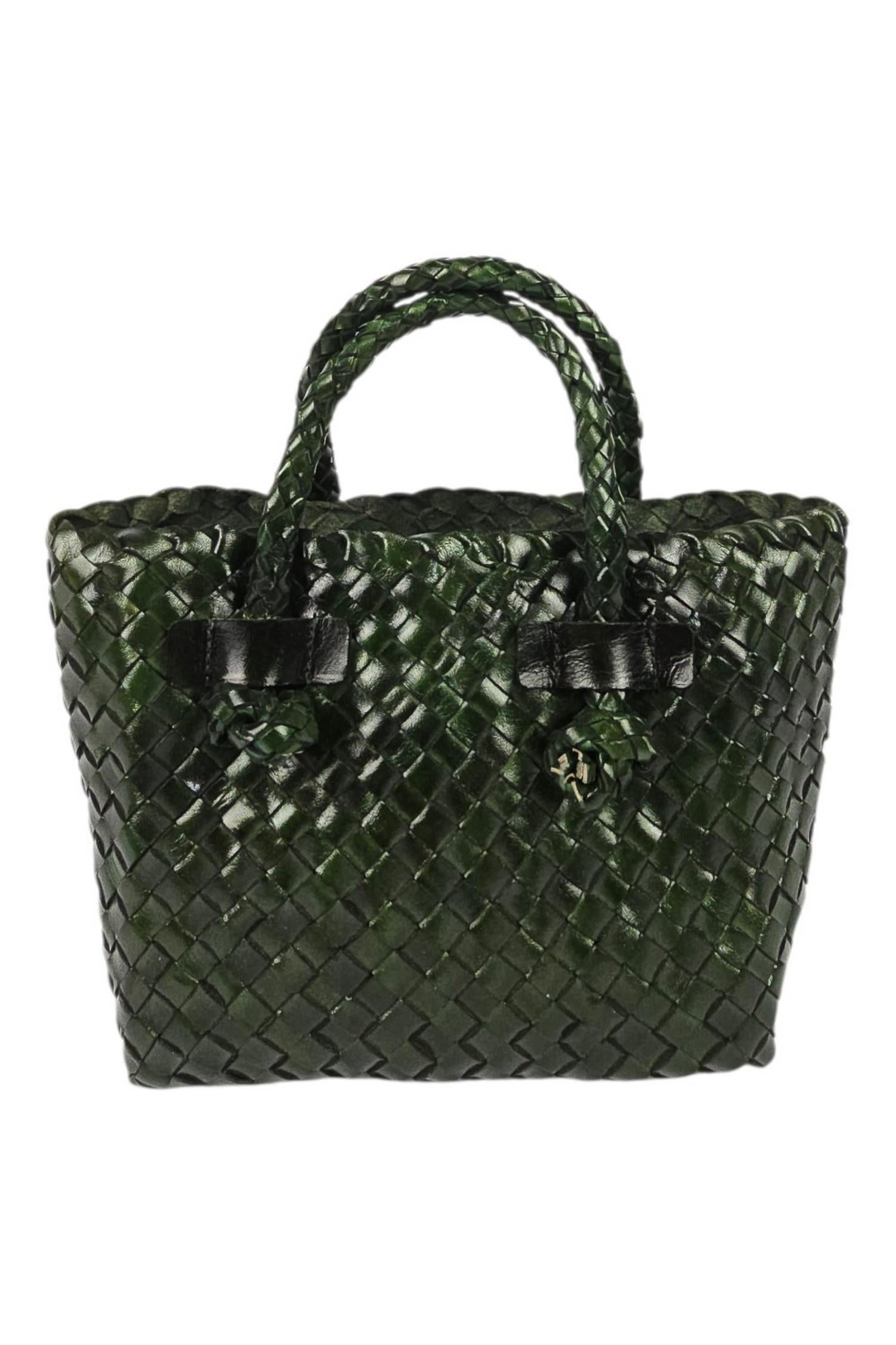 shopping donna piccola in pelle intrecciata verde 