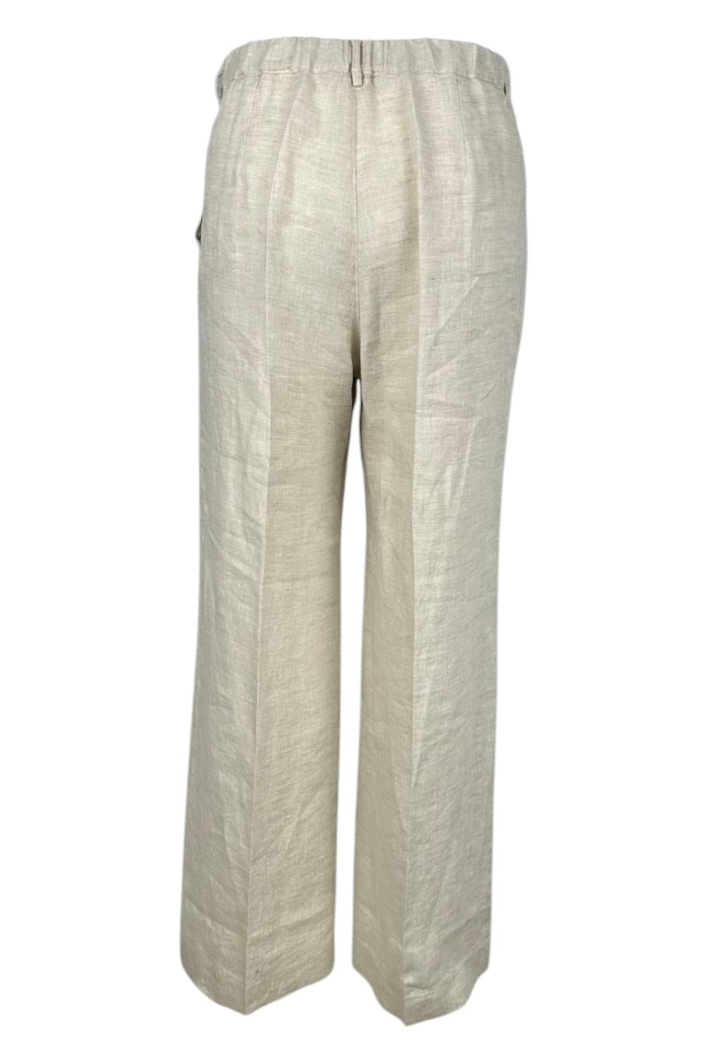 pantalone donna in lino beige 