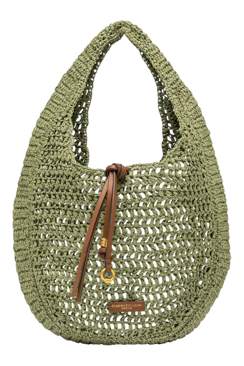 borsa donna nefeli in rafia verde 