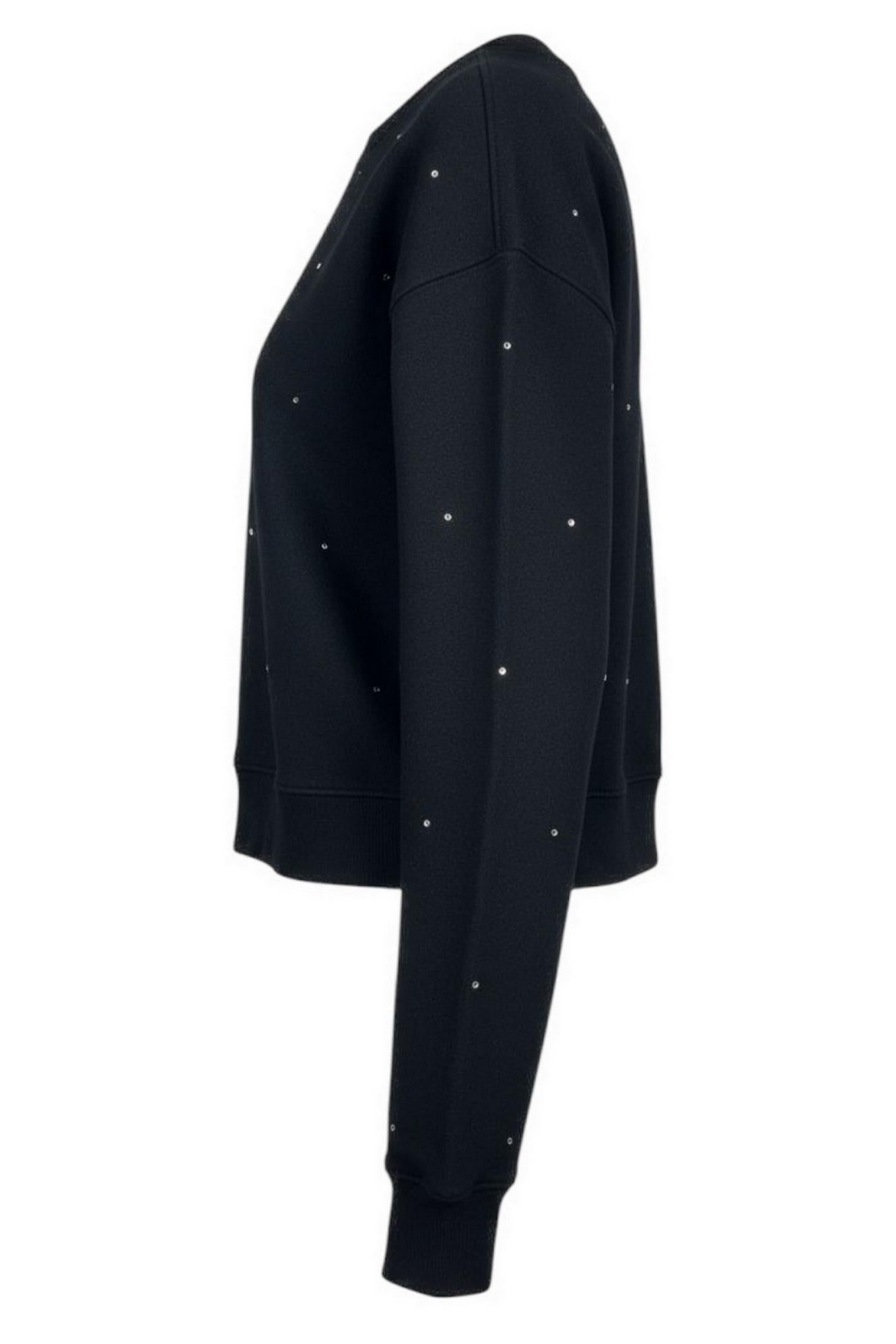 felpa donna nero con strass 
