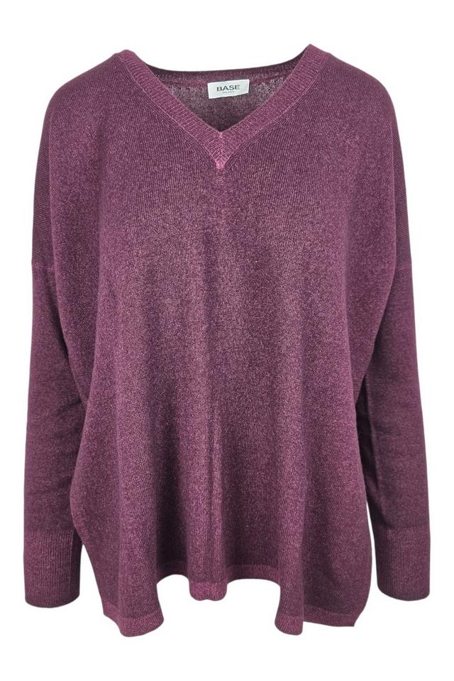 maglia donna over scollo a v sovratinto melanzana. 