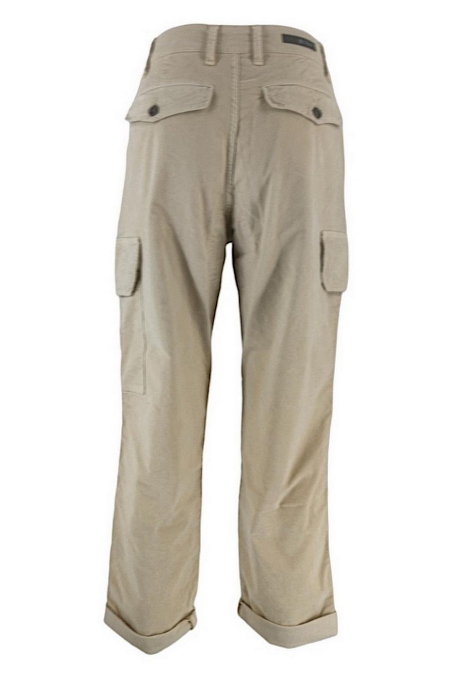 Pantalone donna modello cargo in velluto avorio 