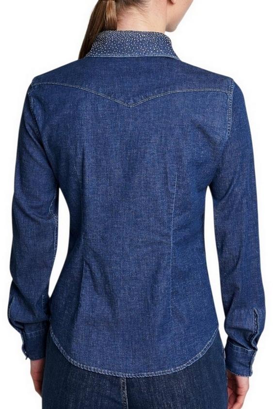 camicia donna in denim con borchie 