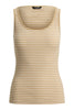 camiseta sin mangas mujer a rayas blanco y camello Ralph Lauren
