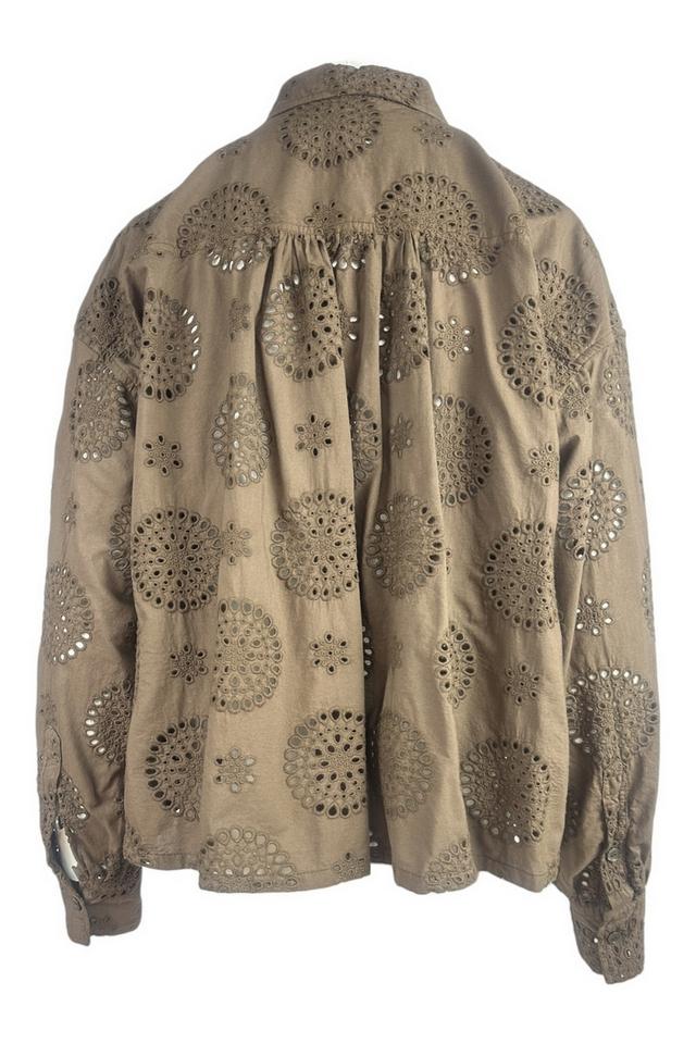camicia donna cropped in sangallo marrone 