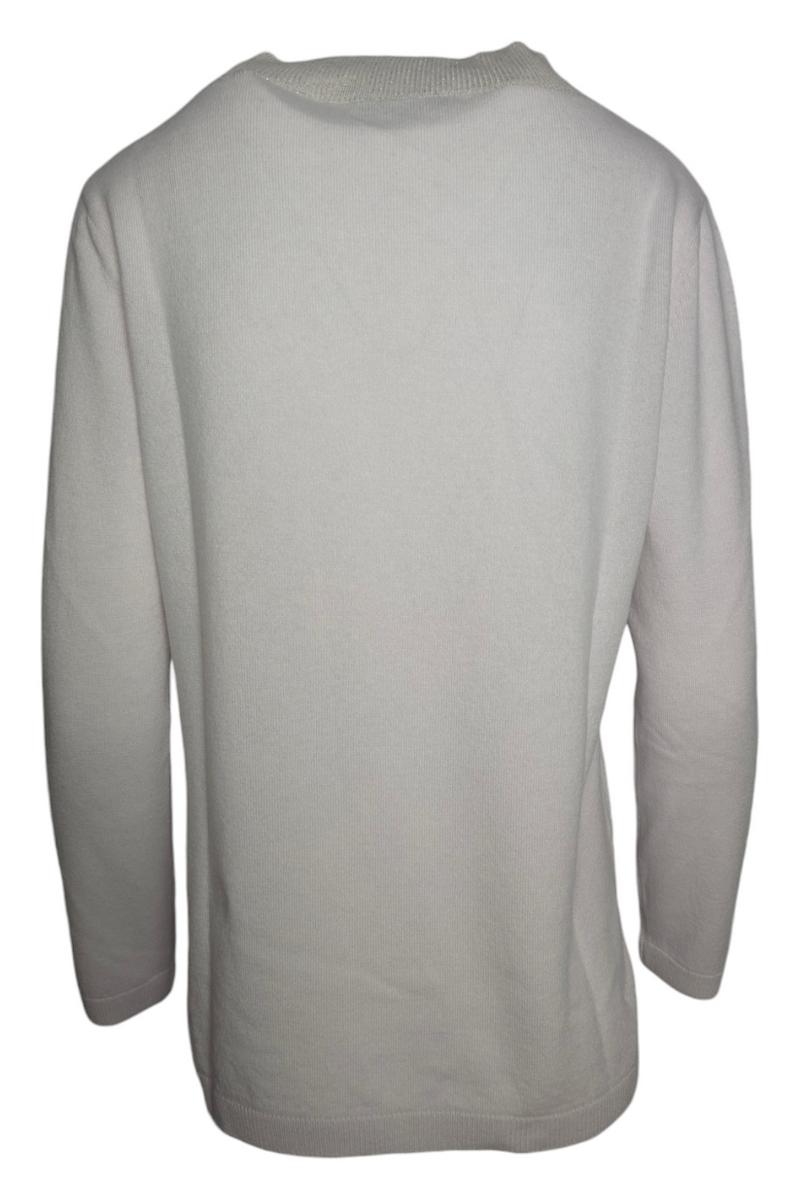 maglia donna perla con collo a cratere 