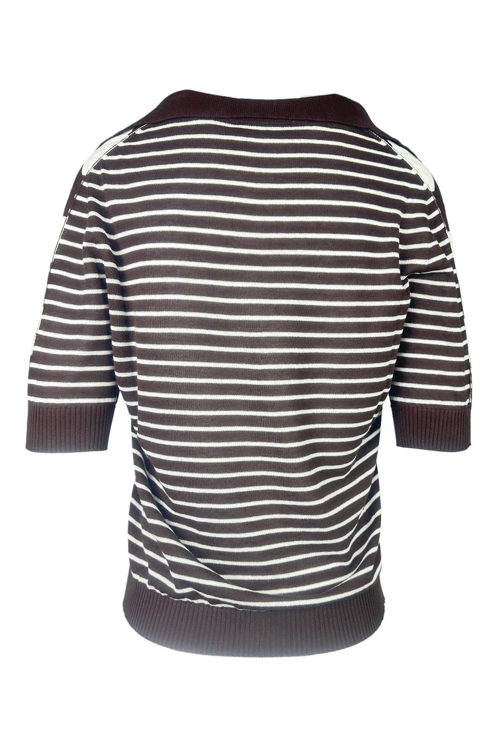polo donna a righe marrone e bianco 