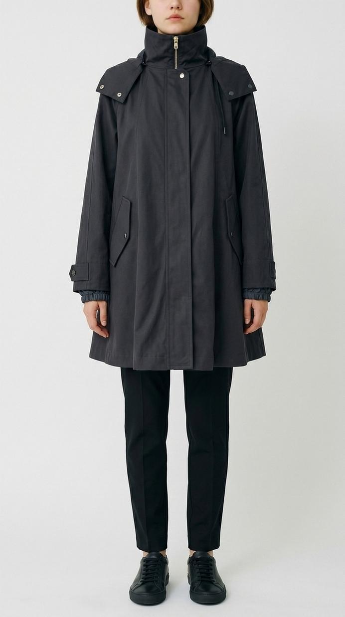 parka donna lungo in cotone blu 