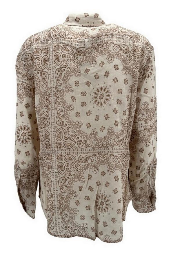 camicia donna fantasia bandana beige e avorio 