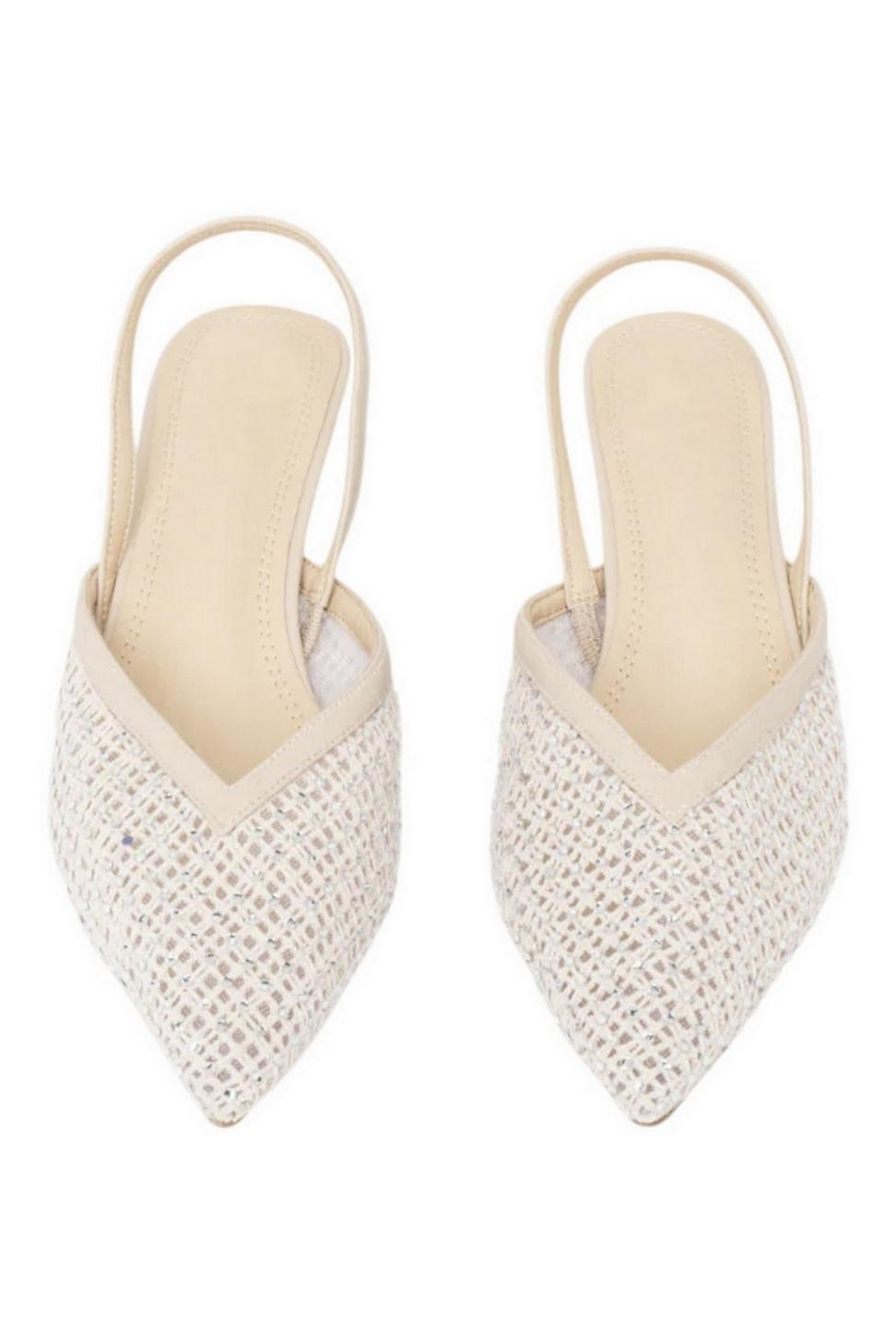 chanel donna a rete con strass cipria 