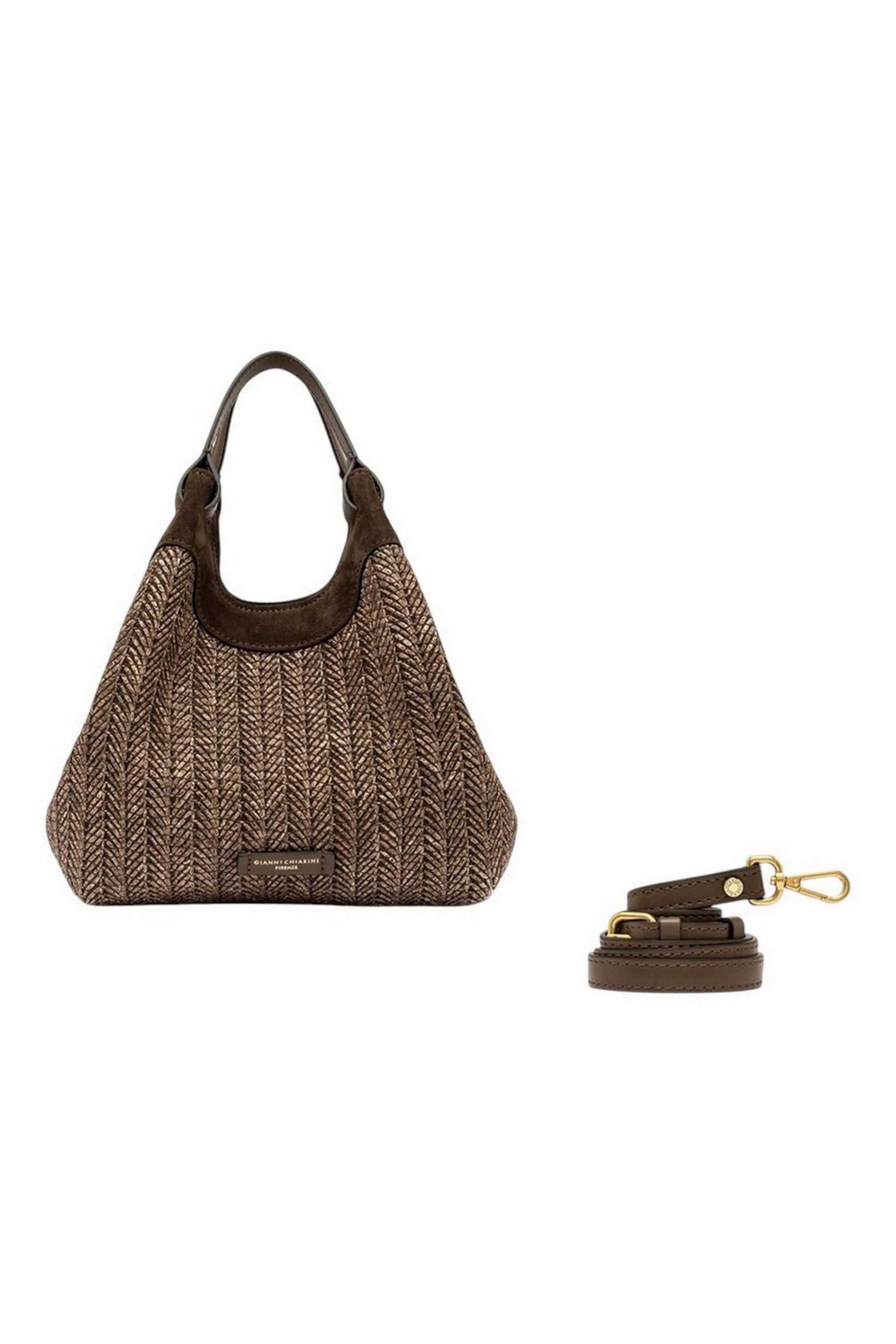 borsa donna dua media in rafia marrone 