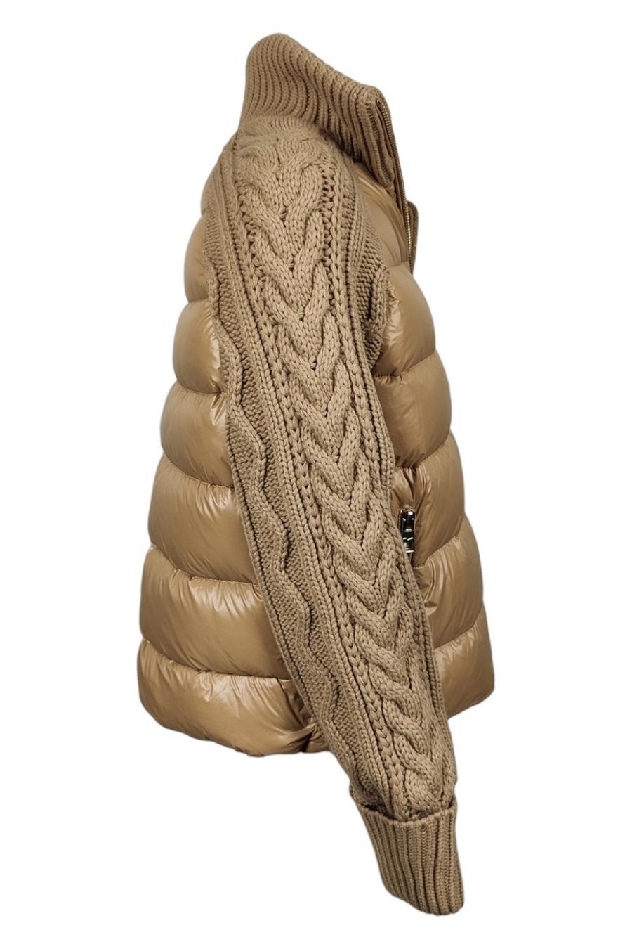 Piumino donna cammello in piuma e lana 