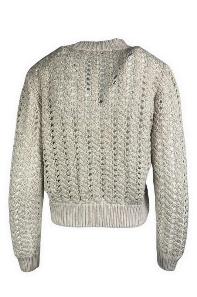 cardigan donna lavorazione rete grigio 