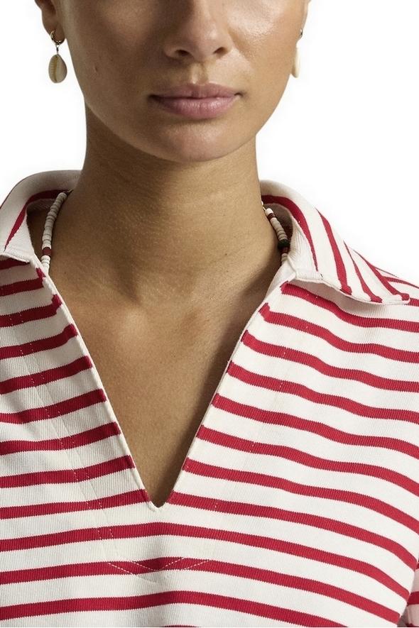 felpa donna a righe bianco e rosso 
