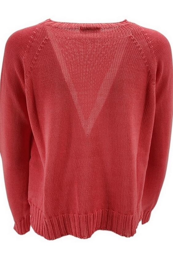 maglia donna corallo girocollo modello a scatola 
