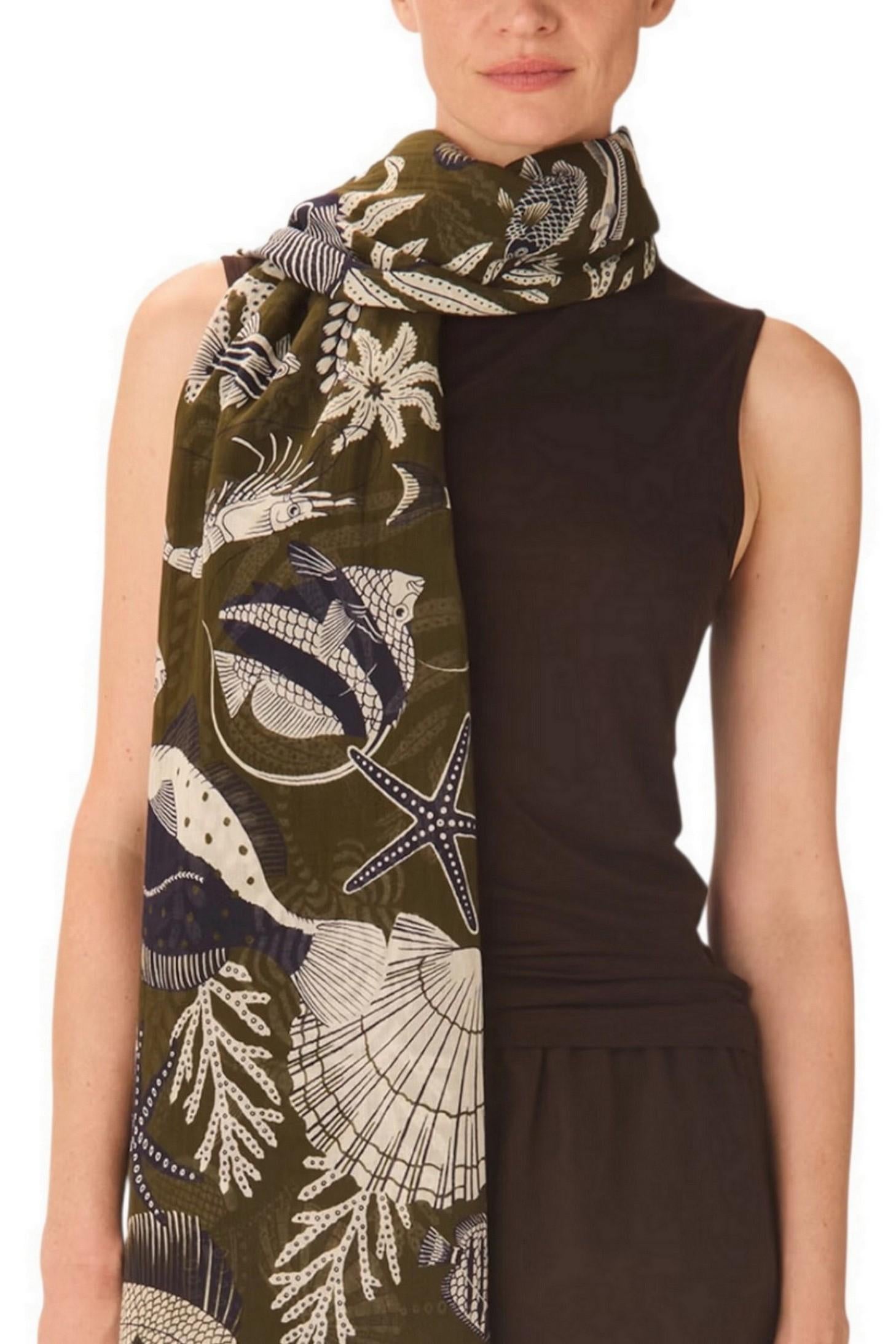 sciarpa donna 100x190 fantasia neptune militare 